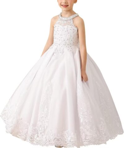 Flower Girl Dress Lace Appliques Pageant Dresses Beaded First Communion Dress Formal Ball Gowns - Image 3