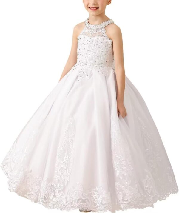 Flower Girl Dress Lace Appliques Pageant Dresses Beaded First Communion Dress Formal Ball Gowns - Image 3