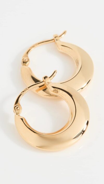 14K Gold Helium Knife Edge Hoop Earrings for Women - Lightweight & Durable - Image 2