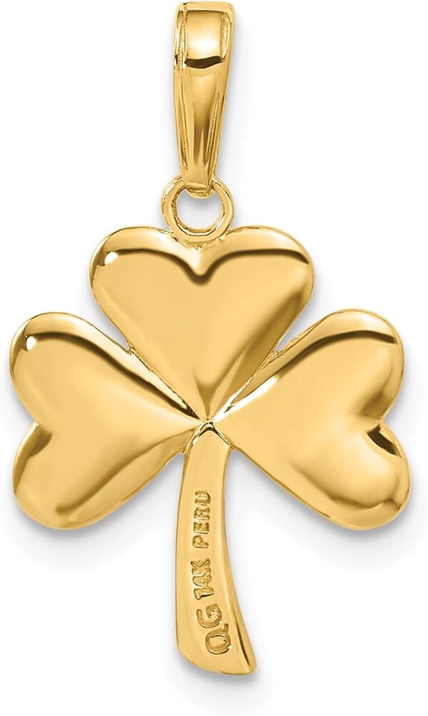 IceCarats 14K Solid Yellow Gold Lucky Clover Leaf Shamrock Flower Necklace Heart Irish Claddagh Celtic Charm Pendant Jewelry - Image 3