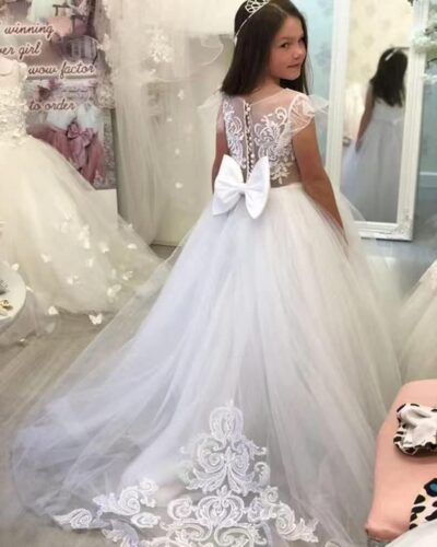 Lace Tulle Flower Girl Dresses for Wedding Party Kids Prom Ball Gown GZY230 - Image 3