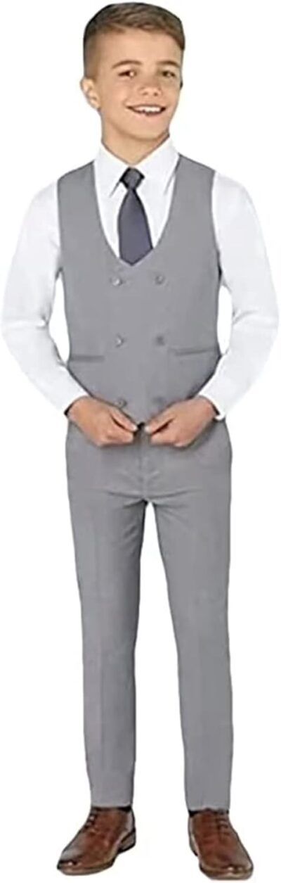 3 Pieces Suit for Boys for Wedding Double-Breasted Boys Outfits Boys Tuxedo Suit Formal Ring Bearer Outfit - Image 3