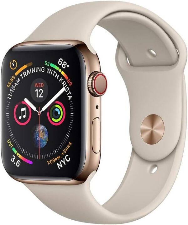 Apple Watch Series 4 (GPS + Cellular, 40MM) - Gold Stainless Steel Case with Pink Sand Sport Band (Renewed)