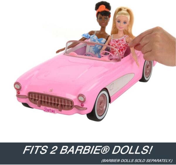 Hot Wheels Barbie RC Corvette from Barbie The Movie, Full-Function Remote-Control Toy Car Holds 2 Barbie Dolls - Image 5