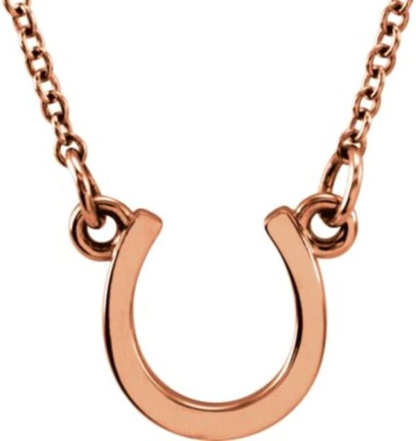 Bonyak Jewelry 14k Rose Gold Tiny Posh Horseshoe 16-18" Necklace - Image 4