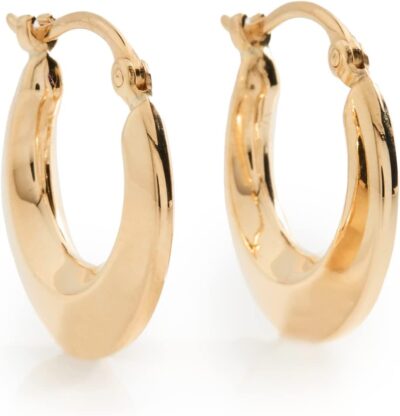 14K Gold Helium Knife Edge Hoop Earrings for Women - Lightweight & Durable