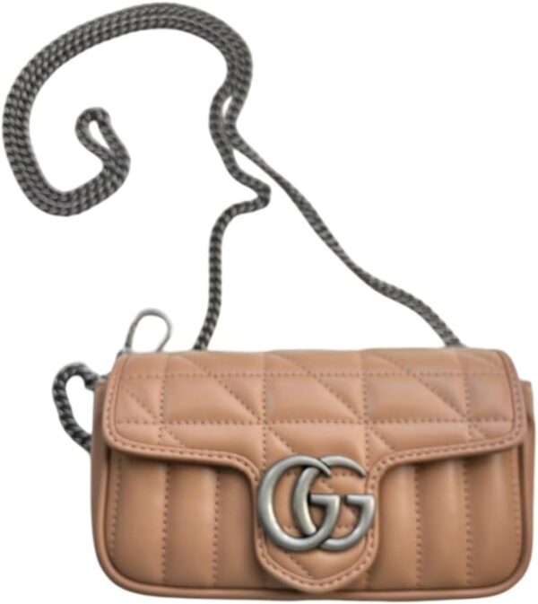 Gucci GG Marmont Leather Super Mini Bag, Camelia (Beige)