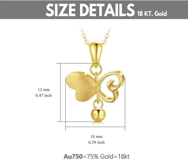 SISGEM Solid 18K Gold Butterfly Necklace for Women, Real Gold Heart Butterfly Pendant Jewelry Anniversary Christmas Gift for Her, Mom, Wife - Image 2