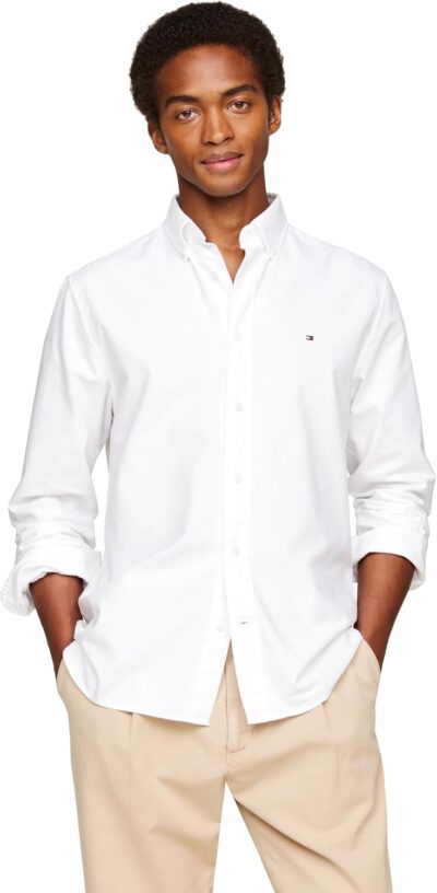 Tommy Hilfiger Long Sleeve Oxford Regular Fit, Men's Button Down Shirts, Also Available in Big and Tall