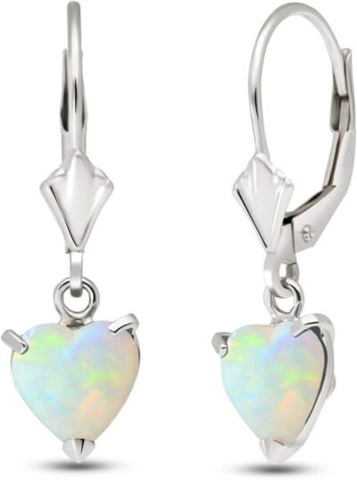 Galaxy Gold 14K Gold Opal Heart Necklace & Earrings Set - Natural Gemstone Jewelry - Image 3