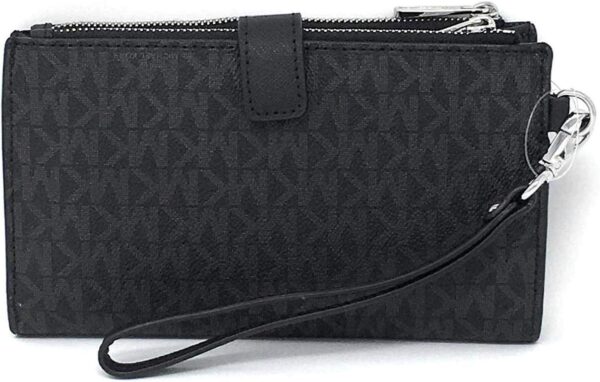 Michael Kors Women's Jet Set Travel Double Zip Wristlet, Black/Silver Hardware, Medium - Image 2