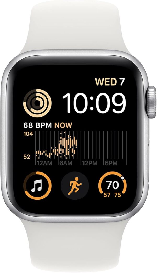 Apple Watch SE (2nd Gen) (GPS + Cellular, 40mm) - Silver Aluminum Case with White Sport Band, M/L (Renewed) - Image 2