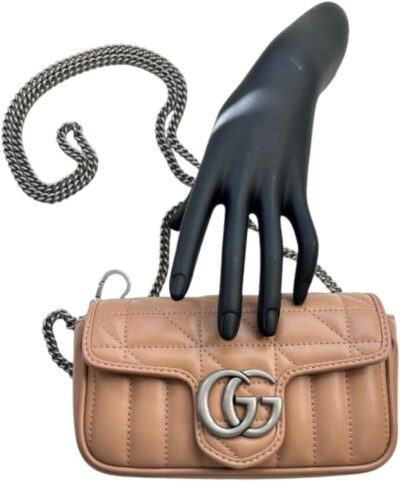 Gucci GG Marmont Leather Super Mini Bag, Camelia (Beige) - Image 3