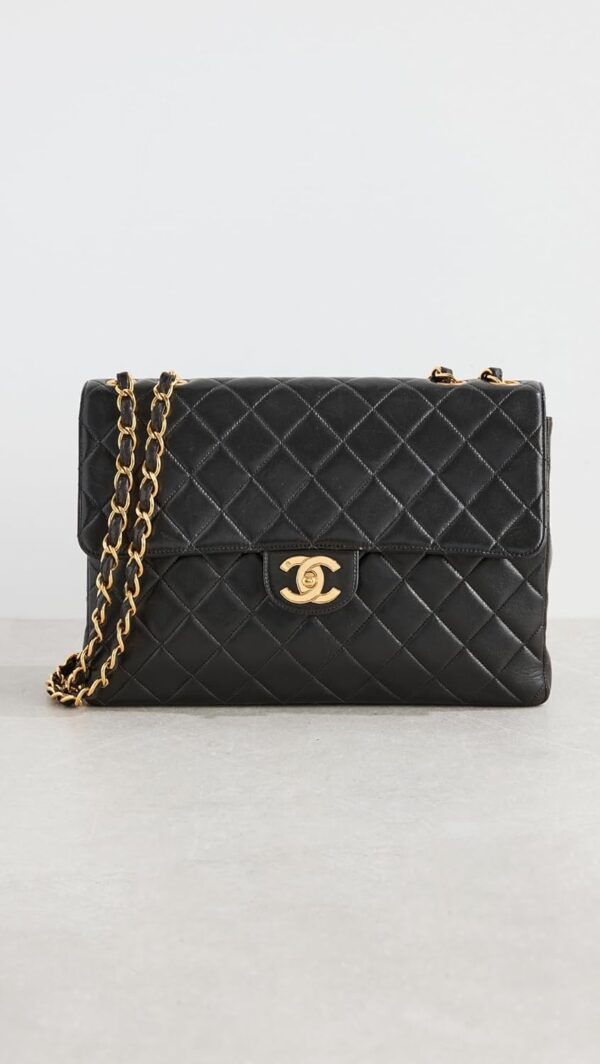 WHAT GOES AROUND COMES AROUND Women's Pre-Loved Chanel Black Lambskin Hal Flap Jumbo Bag - Image 2