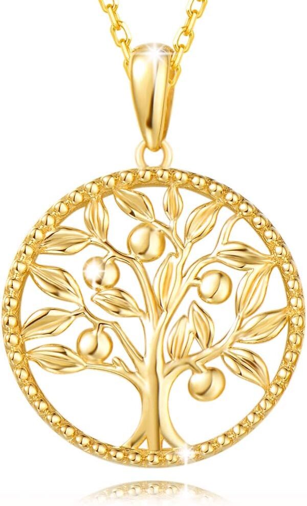 AGVANA Christmas Gifts 14K Solid Real Gold Tree of Life Necklace for Women Dainty Pendant Necklace Fine Jewelry Birthday Gifts for Women Mom Wife Her Yourself, 16"+2"