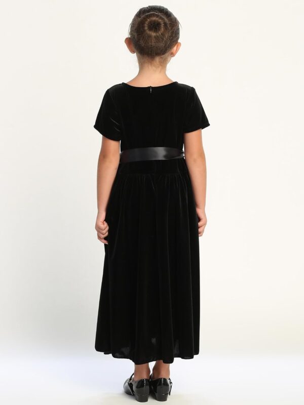 Made in USA - Velvet Girls Black Dress - Black Christmas Dress Girls - Black Flower Girl Dress - Vestido Negro para Niña - Image 3