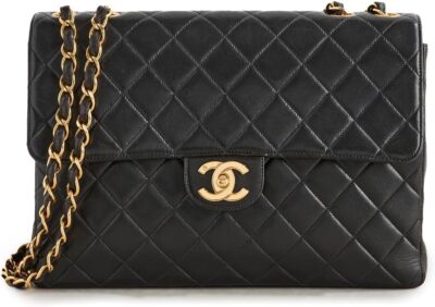 WHAT GOES AROUND COMES AROUND Women's Pre-Loved Chanel Black Lambskin Hal Flap Jumbo Bag