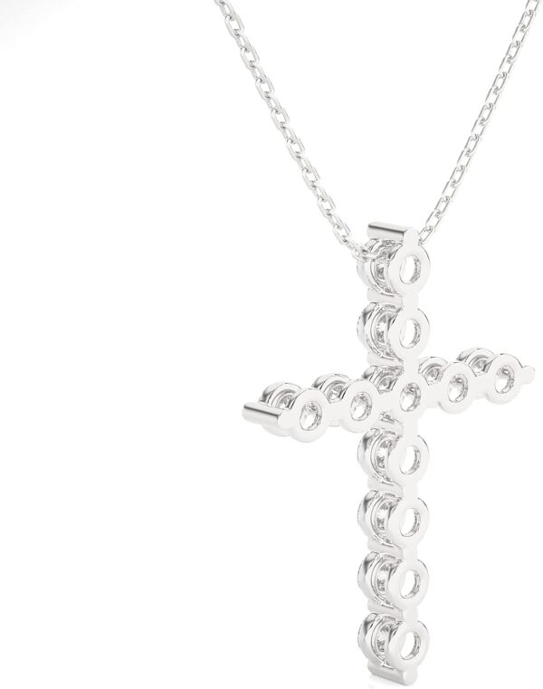 1/5 to 3/4 Carat Diamond Cross Pendant Necklace for Women in 14k White Gold (F-G, SI2-I1/I2, cttw) with 18 Inch Silver Chain and Lobster Claw - Image 4