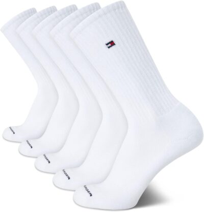 Tommy Hilfiger Men's Athletic Socks - Cushioned Crew Socks (5 Pack)