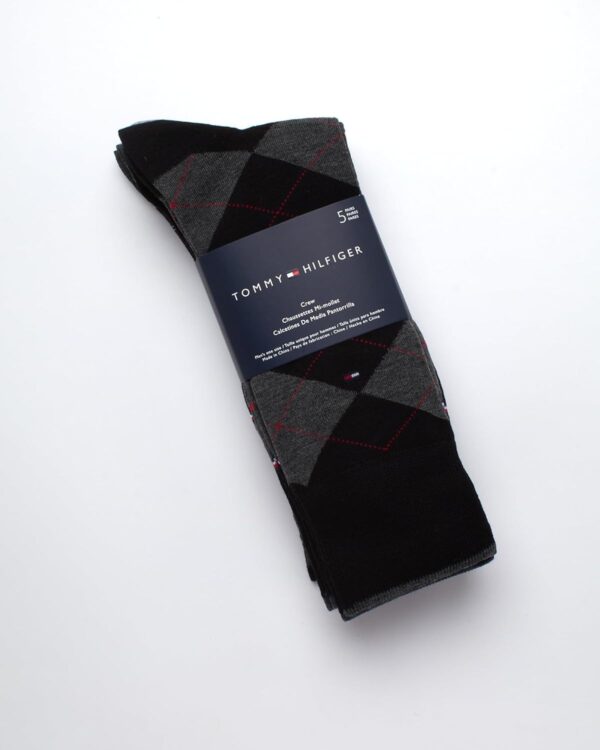 Tommy Hilfiger Men's 5 Pack Signature Argyle Dress Crew Socks, black Shoe Size 7-12 - Image 2