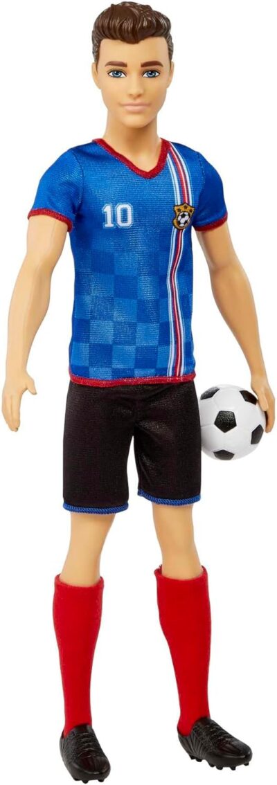 Barbie Careers Ken Fashion Doll & Accessory, Soccer Player with Cropped Hair, #10 Uniform, Tall Socks, Cleats & Soccer Ball - Image 4