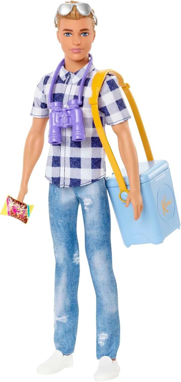 Barbie Doll & Accessories, It Takes Two Camping Set with Cooler, Map & More, Blonde Ken Doll with Blue Eyes in Plaid Shirt - Image 5