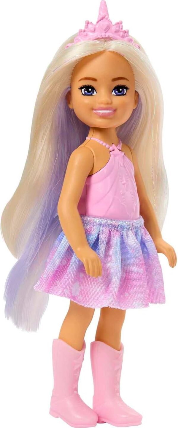 Barbie Dreamtopia Chelsea Unicorn Small Doll with Detachable Tail, Horn Headband Accessory & Lavender Hair, Bends at Waist - Image 2