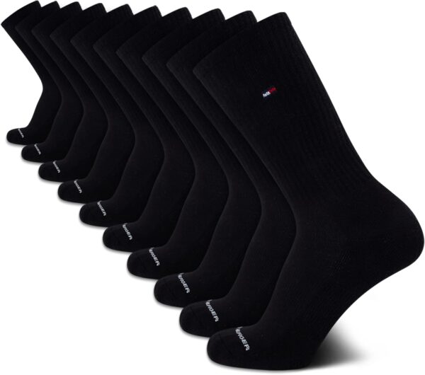 Tommy Hilfiger Men's Athletic Socks - Cushioned Crew Socks (10 Pack), Size 7-12, Pure Black