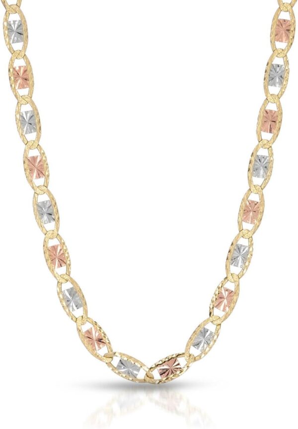 14 Karat Three Tone Yellow Gold/White Gold/Rose Gold Necklace 2.75MM Width (16"-24")