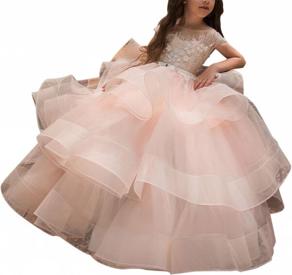 WDE Long Little Girls Pageant Dresses for Wedding Kids First Communion Prom Ball Gown