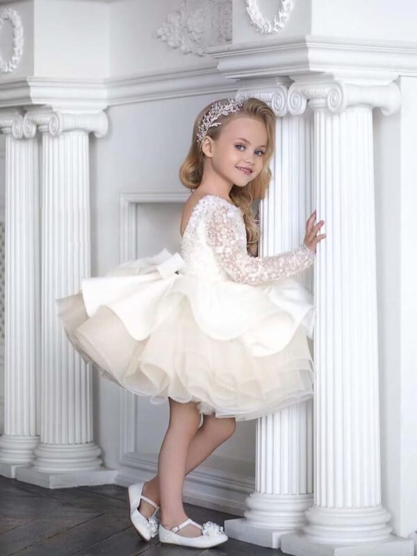 Flower Girl Dress Puffy Tulle Layers Birthday Party Dress Sequin Princess Pageant Dress for Girls FAY02 - Image 2