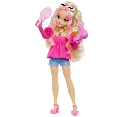 Barbie Dream Besties Doll & Accessories Playset, Malibu” Posable Fashion Doll with Wavy Blonde Hair, 11 Makeup & Hair Themed Pieces