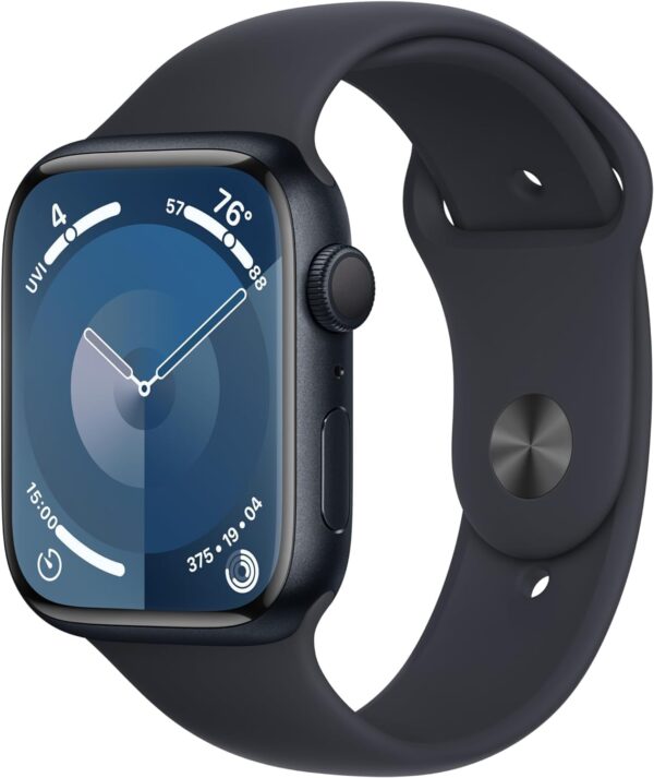 Apple Watch Series 9 [GPS, 45mm] - Midnight Aluminum Case with Midnight Sport Band, M/L (Renewed Premium)