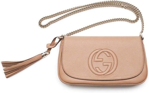 Gucci Soho Camelia Rose Beige Light Tan Leather shoulder bag New