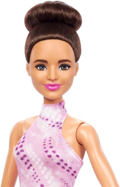 Barbie Careers Fashion Doll & Accessories, Brunette Ice Skater in Removable Pink Outfit with Ice Skates & Trophy - Image 3