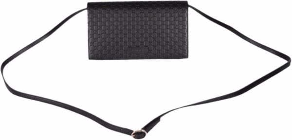 Gucci Women's Leather Micro GG Guccissima Mini Crossbody Wallet Bag Purse (Black) - Image 3