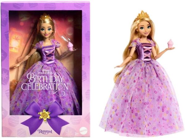 Mattel Disney Princess Birthday Celebration Rapunzel Deluxe Fashion Doll, Inspired by Disney Tangled Movie, Special Occasion Doll for Kids & Collectors