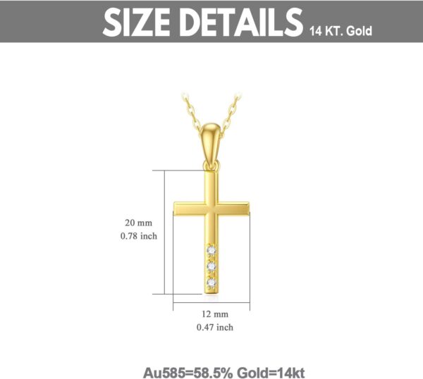 14K Gold Natural Diamond Cross Necklace for Women, Dainty Gold Diamond Accent Cross Pendant Jewelry Religious Blessing Gift for Mom, Wife - Image 2