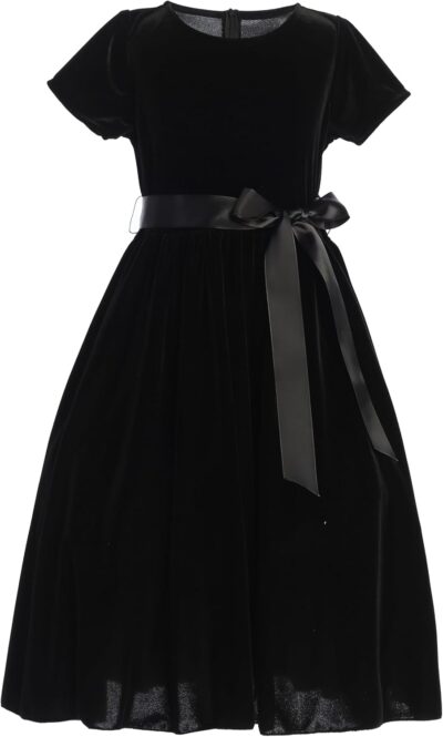 Made in USA - Velvet Girls Black Dress - Black Christmas Dress Girls - Black Flower Girl Dress - Vestido Negro para Niña - Image 2