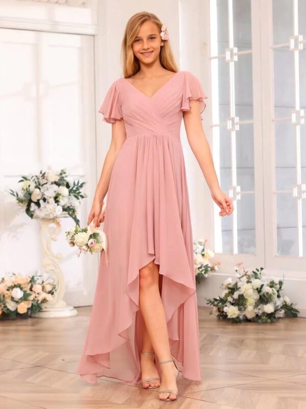 Chiffon Flower Girl Dresses for Wedding Junior Bridesmaid Dress with Ruffles for Teen Girls - Image 4