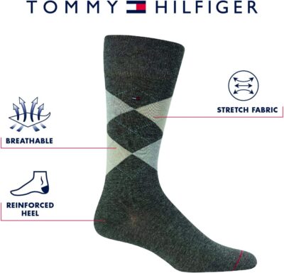 Tommy Hilfiger Men's Crew Socks - 4 Pack Comfort Stretch Dress Socks for Men - Crew Length Breathable Men's Work Socks (7-12) - Image 3