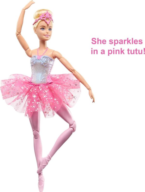 Barbie Dreamtopia Doll, Twinkle Lights Posable Ballerina with 5 Light-Up Shows, Sparkly Pink Tutu, Blonde Hair & Hair Accessory - Image 5