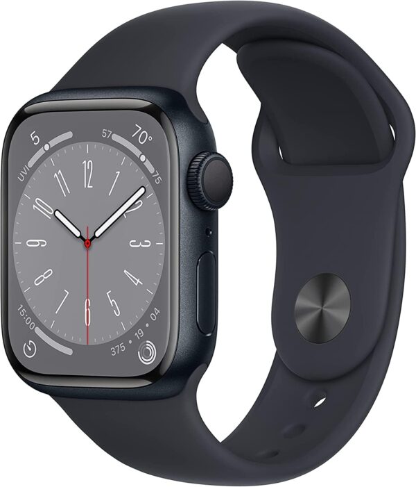 Apple Watch Series 8 [GPS, 41mm] - Midnight Aluminum Case with Midnight Sport Band, M/L (Renewed)