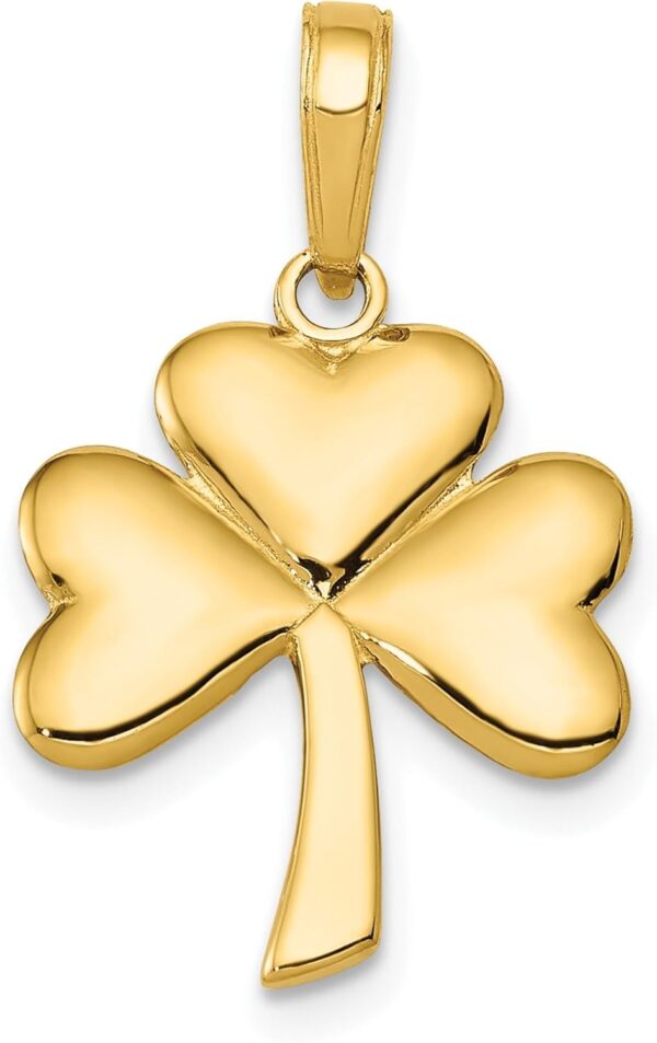 IceCarats 14K Solid Yellow Gold Lucky Clover Leaf Shamrock Flower Necklace Heart Irish Claddagh Celtic Charm Pendant Jewelry