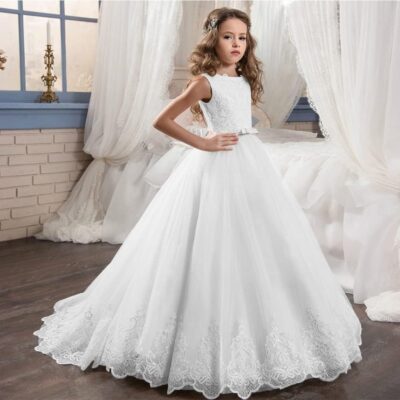 Abaowedding Flower Girl Dresses First Communion Dresses Girl Pageant Dresses Long Lace Sequin Girl Dresses Ball Gown - Image 2