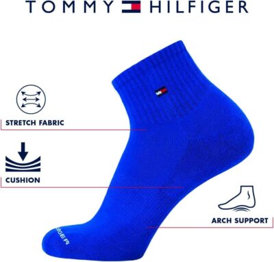 Tommy Hilfiger Men's Quarter Socks - 6 Pack Cushioned Men's Athletic Ankle Socks - Breathable Sports Socks for Men - Image 3