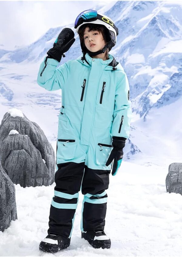 Boys/Girls One Piece Ski Suits Overalls Jumpsuit Windproof Waterproof Snowboarding Snow Suit for Kids Winter Outdoor - Image 4