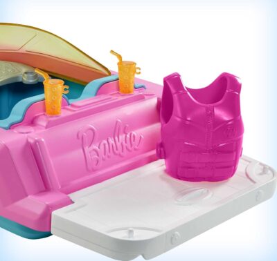 Barbie Toy Boat with Pet Puppy, Life Vest & Beverage Accessories, Fits 3 Dolls & Floats in Water - Image 5