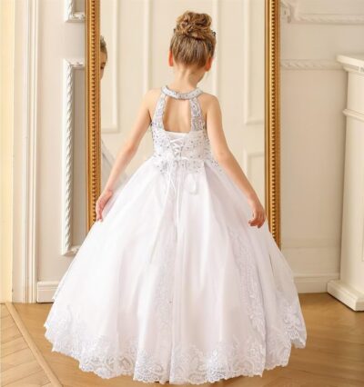 Flower Girl Dress Lace Appliques Pageant Dresses Beaded First Communion Dress Formal Ball Gowns - Image 4