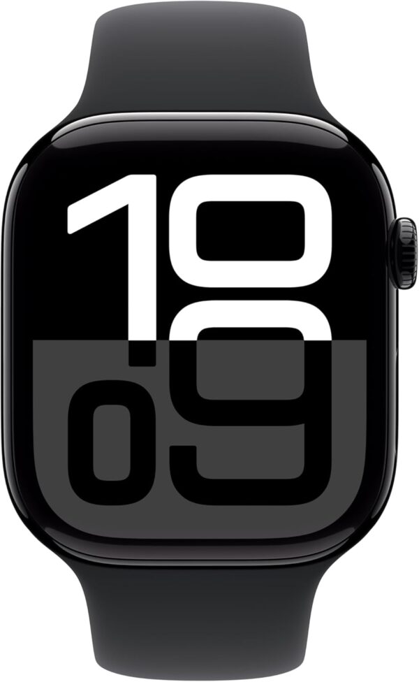 Apple Watch Series 10 [GPS 46mm case] Smartwatch with Jet Black Aluminium Case with Black Sport Band - M/L. Fitness Tracker, ECG App, Always-On Retina Display, Water Resistant - Image 3